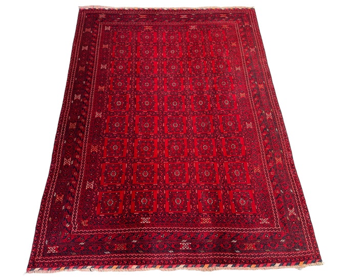 70% off Fine Vintage Afghan Tribal Qunduzi Large Area rug - 6'6 x 9'0 Living room rug