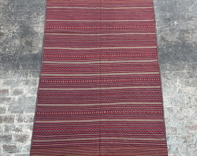 Red Afghan Kilim rug | handmade wool traditional rugs for bedroom | Living room rug