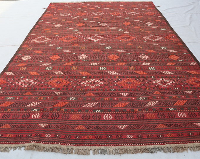 6'2 x 9'2 Afghan Maldari kilim rug - Large handwoven kilim rug