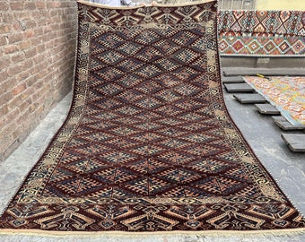 70% off 6.3 x 10.2 Ft/ Antique 1920s Turkmen Ersari Yamood rug | hand knotted wool rug | Area rug/ Geometric Wool Rug