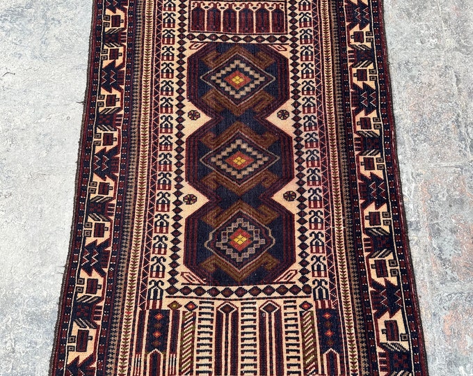 70% off 2.9 x 4.10 Ft/ Vintage worn Afghan Prayer rug | Afghan Baluch rug | handmade wool rug Gergeous Wool Prayer Afghan rug