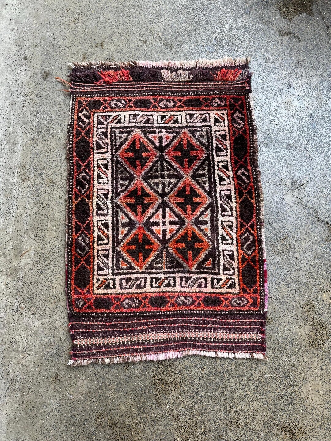 Antique Cushion Cover Rug 2'6x3'1 Ft, Vintage Afghan Handmade Tribal ...