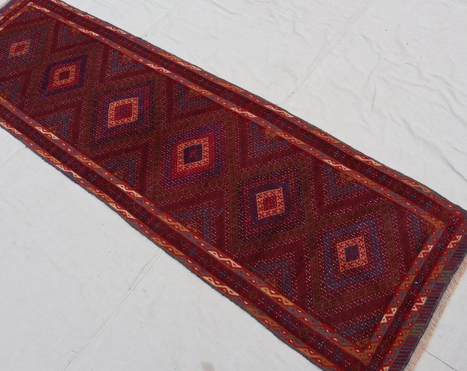 70% off 2.7 x 8.10 Ft/super fine Afghan Vintage Mishwani Tribal Kilim rug runner | Hand knotted tribal wool runner wool Hallway Rug Runner