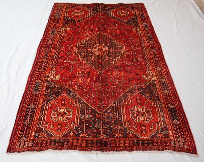 5'3 x 8'1 Hand knotted Tribal vintage Caucasian wool rug - Vintage Living room rug - rugs for bedroom