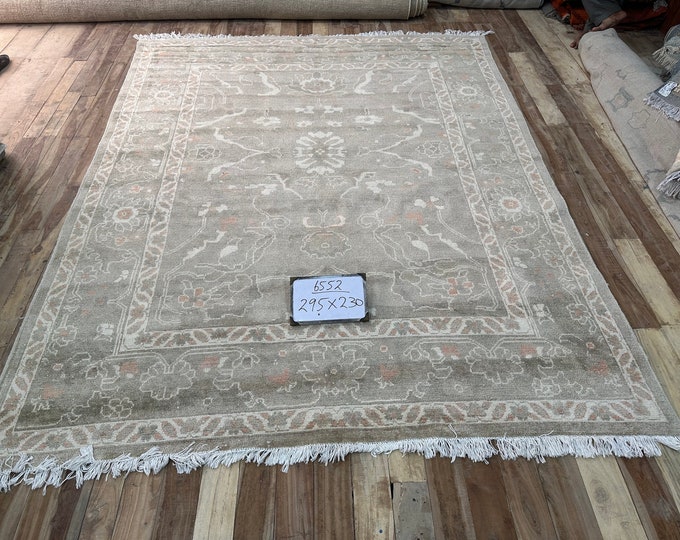 70% off 230 x 295 Cm/ Handmade Afghan Oushak rug - Living room rug - Fine Nomadic rug 8x10Ft / Natural Dye Color Wool rug