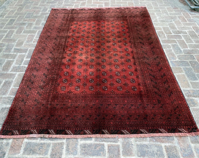 6'8 x 9'3 Hand knotted Vintage Bokhara oriental Filpai wool rug - living oriental area rug