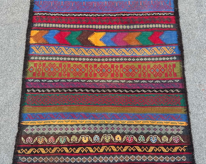 70% off Orange 3.1 x 4.4 Ft/  Handwoven Afghan Vintage Maldari kilim rug - Nomadic wool kilim rug/ Natural Dye Color