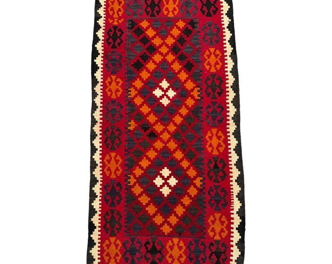 3'1 x 6'3 HandWoven Afghan Maimana kilim rug - Anatolian handmade kilim rug