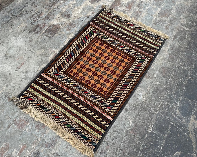 70% off Super fine handwoven malaki ghazni wool kilim rug 2'9 x 4.4 ft