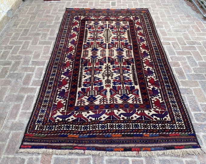 6'5 x 10'7 Tribal handmade Afghan Burjesta kilim rug - Cozy style hand knotted rug