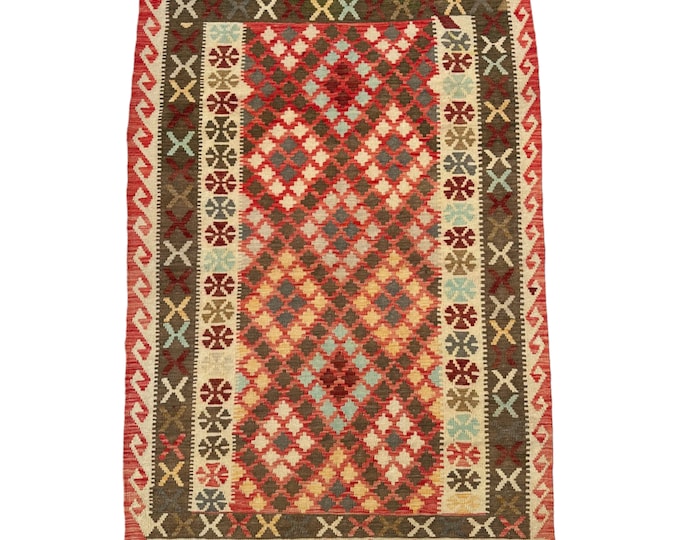 70% off 4'2x6'2 Maimana handwoven Afghan tribal kilim rug - Anatolian Turkish kilim