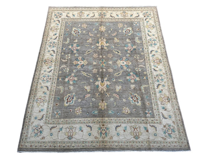 Grey 8 x 10 Oushak style rug - Afghan Fine handmade rug