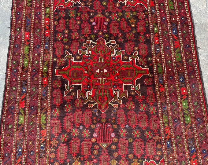 70% off Vintage Afghan Rug hand knotted Baluchi rug - 3'8 x 6'5 Rug for bedroom