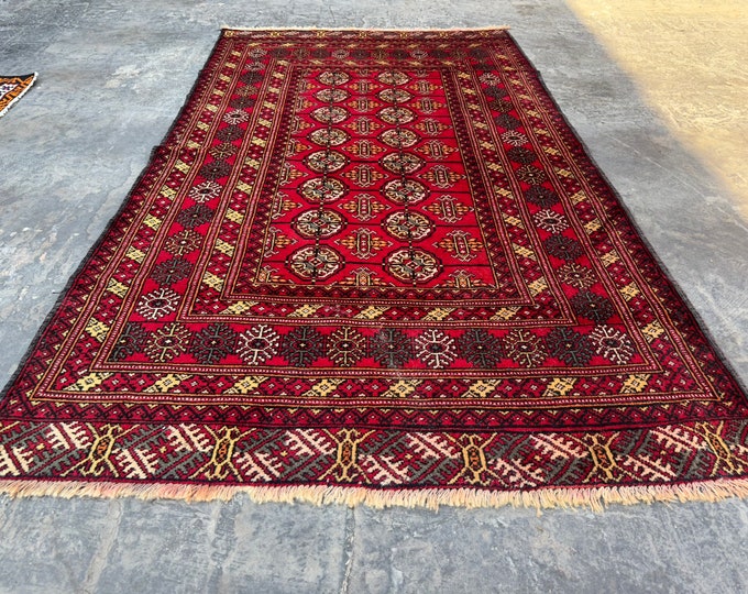 Vintage Afghan Tribal Baluch Bukhara rug | Afghan Boho wool rug