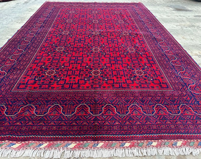 70% off Elegant vintage Afghan Turkmen Handmade Rug - 6'7 x 10' Oriental wool rug/ Home Decore Bedroom Large Area Rug