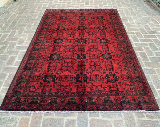 6'6 x 9'7 Hand knotted Afghan Tribal wool khal mohammadi area rug