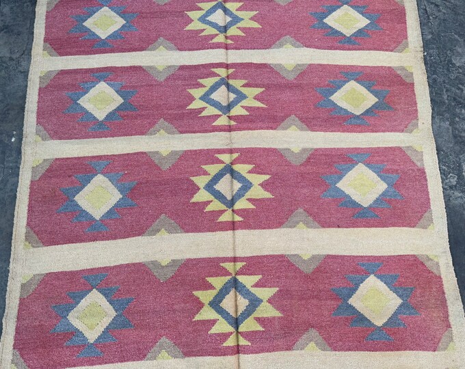 70% off Handwoven Pink Color Afghan kilim rug