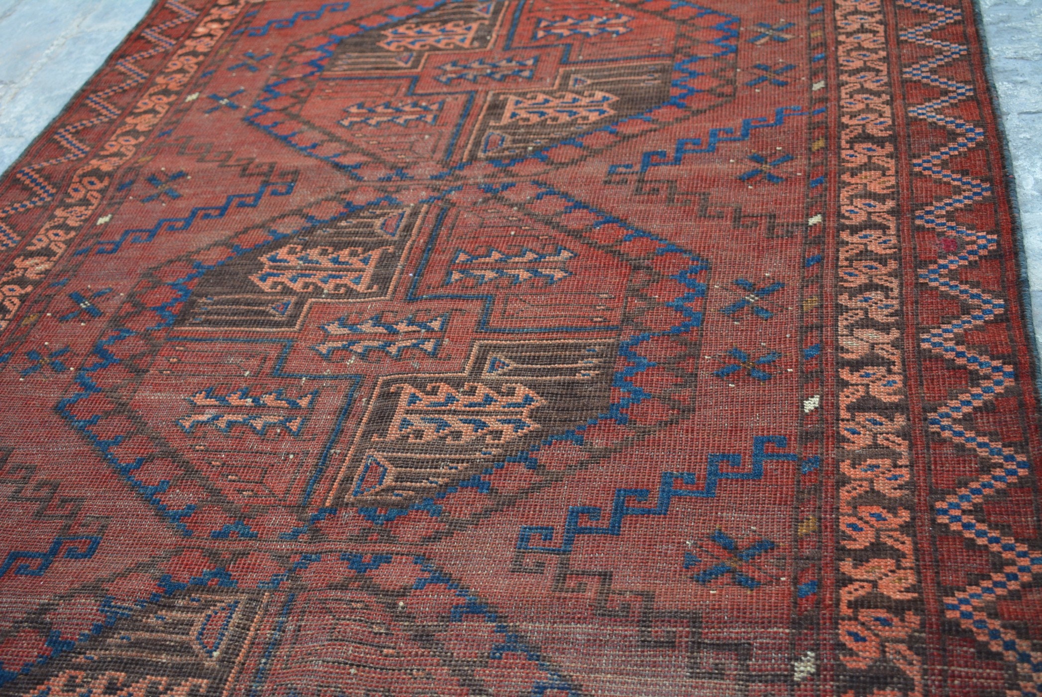 Antique Afghan turkoman tribal filpai handmade wool rug / Decorative rug vintage afghan