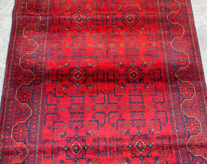 70% off 4'1 x 6'5 Afghan hand knotted wool rug | Tribal area rug | Afghan Khal Mohammadi rug