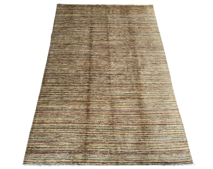 70% off Natural color hand knotted gebbeh Afghan rug - 6'4 x 9'8 Modern rug