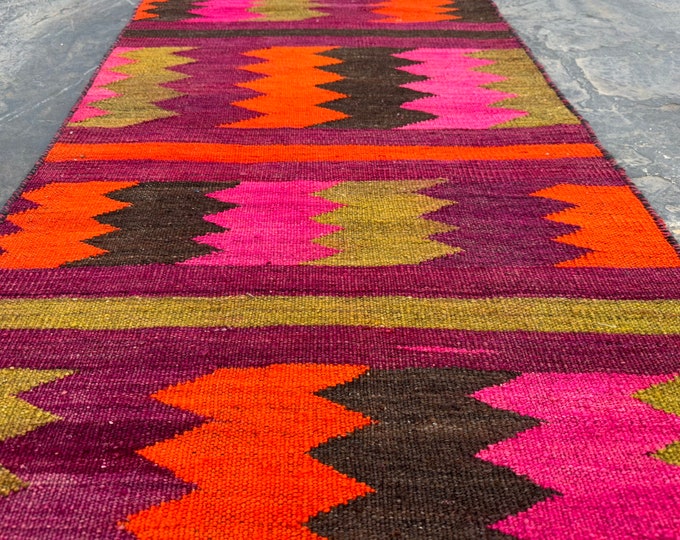 Vintage Boho Afghan rug kilim | Hallway rug | hallway runner | Rugs for Bedroom