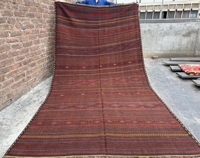 70% off 5'6 x 10'3 Qalanao  handwoven Anique Wool kilim rug / Oriental Maldari Afghan Kilim rug