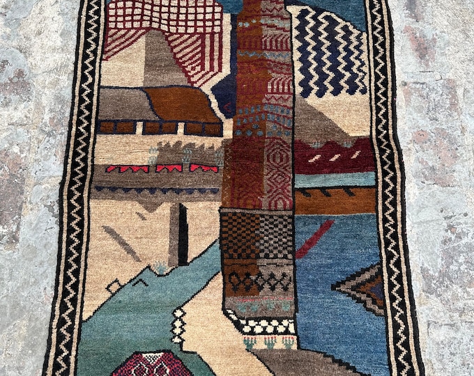 70% off 2.5x4 Afghan handmade Vintage Baluch Minar rug - Tribal Afghan Oriental wool rug/ Home Decor Small Rug Natural Dye Color