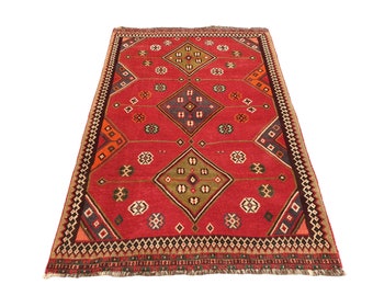 Semi Antique Hand knotted Tribal Caucasian Rug/ Country Decor rug