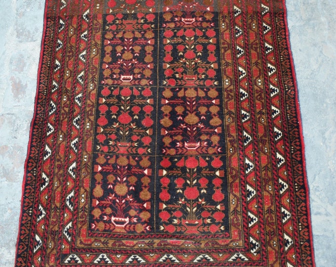 70% off Size 3.1 x 4.8 Ft Baluch Afghan AlKhoja rug | Hand knotted Geometric wool rug/ Natural Dye Color/ Vintage  Baluch Rug Area Rare Rug