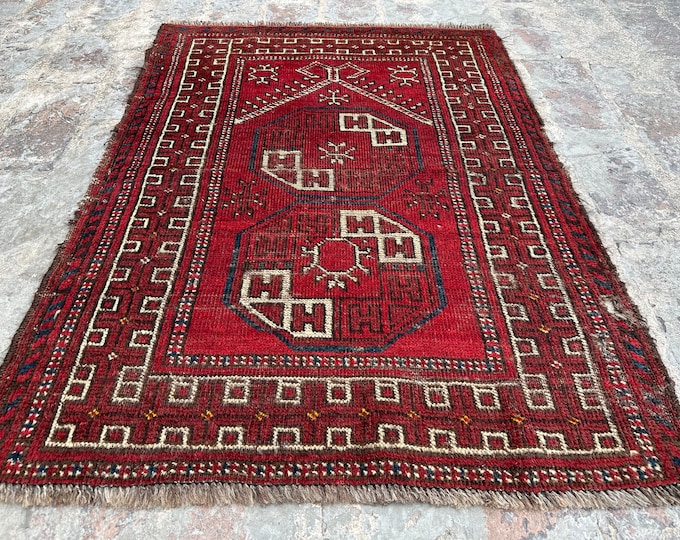 70% off 2.5 x 3.3 Ft/ Antique worn Afghan Prayer rug | Afghan turkmen Prayer rug | handmade wool rug Gergeous Wool Prayer Afghan rug