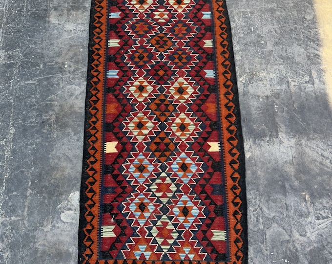 70% off Afghan Rug kilim, Handmade Tribal kilim rugs for Bedroom room, 2'10 x 6'5