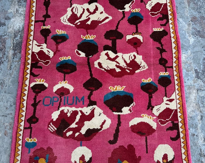 70% off Red 2.10 x 3.11 Feet/ Afghan handmade Opium style Oushak rug - Tribal  wool rug