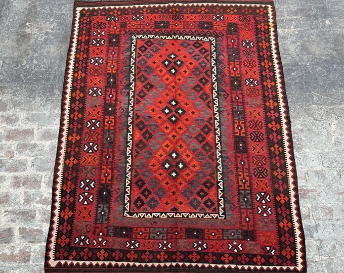70% off 6'6 x 8'2 Handwoven tribal Afghan kilim rug, Living room Bohemian Kilim rugs
