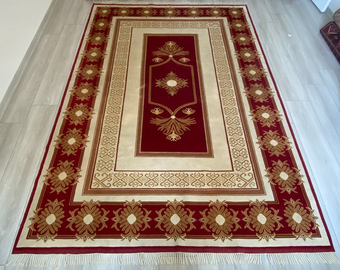 Hand knotted turkish Art deco wool rug - 6'9 x 9'8 ft