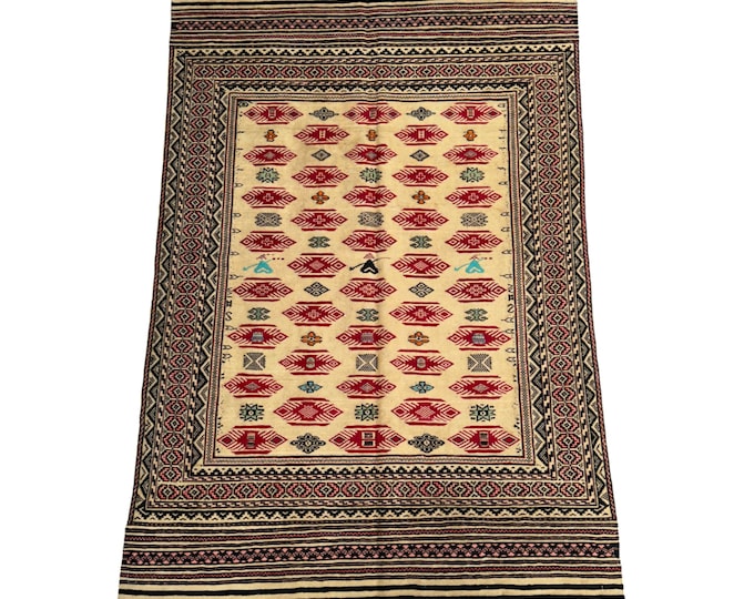 70% off Handwoven Afghan Kilim Rug - Traditional Tribal Design - 4'1 x 6'1