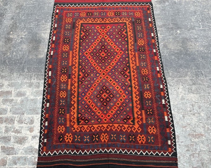 70% off 6'1 x 12'8 Handwoven Rustic Afghan kilim rug for Living room and bedroom