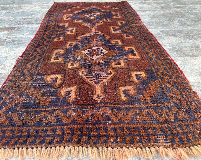70% off Afghan HandKnotted  Baluch wool rug - 2' x 3'10/ Fine Taimani Baluch Mini Rug Evenly Low Pile