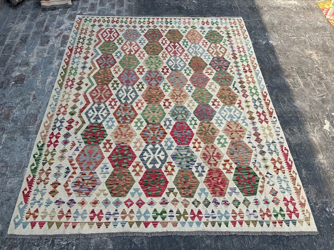 70% off 8'5 X 9'10 Modern Tribal Afghan Hazara Chobi Kilim Rug Kilim ...