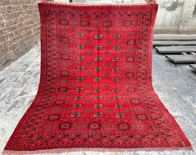 Size 4 x 5.3 Ft Nomadic Afghan Turkmen Vintage 1990s MorGol Rug/ Oriental Any Area Rug/ Moroccan Kuchi Rug Home Decor Natural Dyed Color