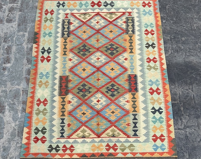 Handmade Tribal Afghan kilim rug | Wool home decor kilim rug