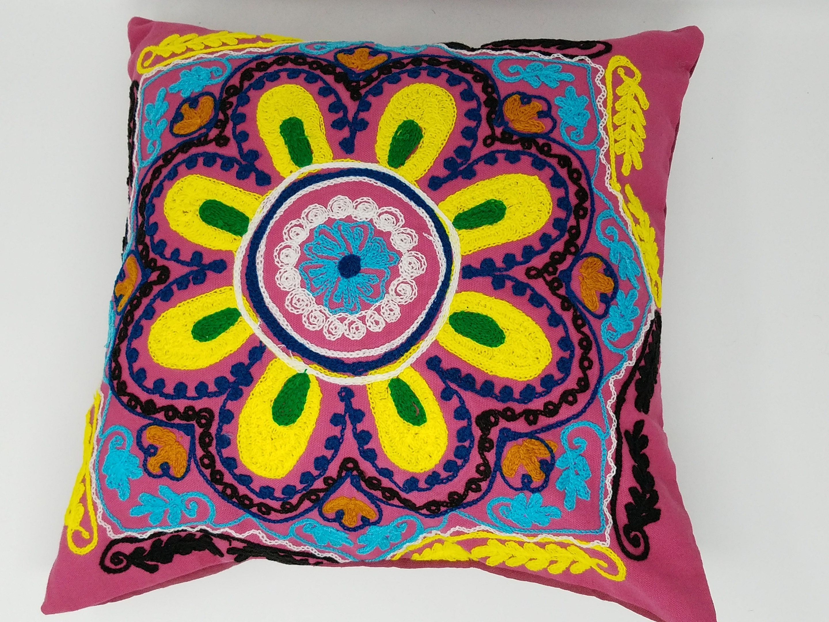 Beautiful Embroidered Decorative pillow cover/ handmade pillow Etsy