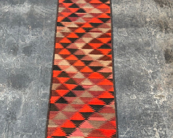 Handwoven tribal maldari kilim runner rug 2'2 x 10'4