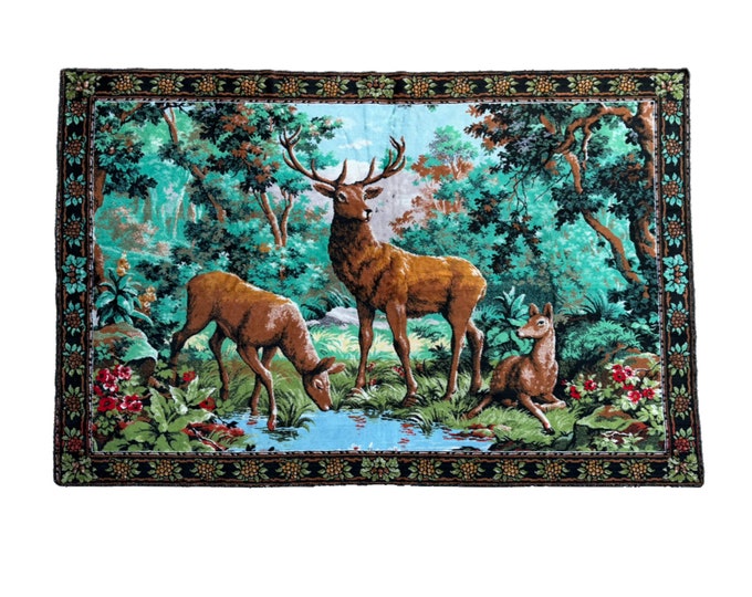 Enchanting Deer Tapestry - Whimsical Forest Scene Wall Decor