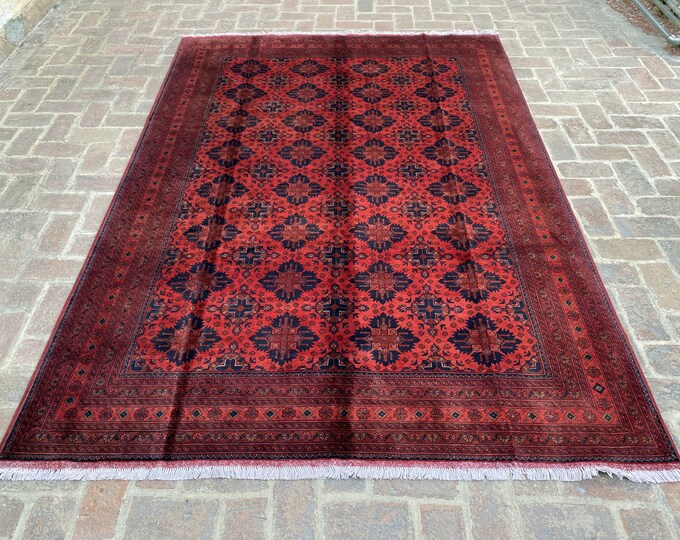 6'7 x 9'7 Hand knotted Afghan Tribal wool khal mohammadi area rug