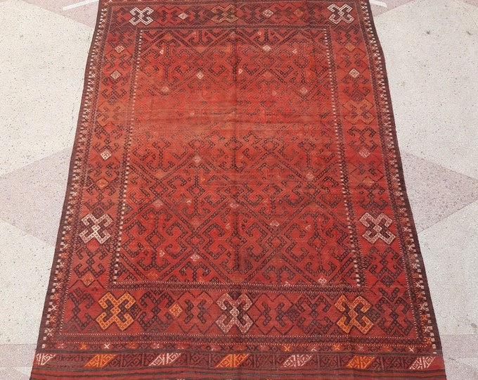 Afghan Nomad Tribal Suzani kilim rug - Bedroom Kilim rug - 6'3 x 10'0
