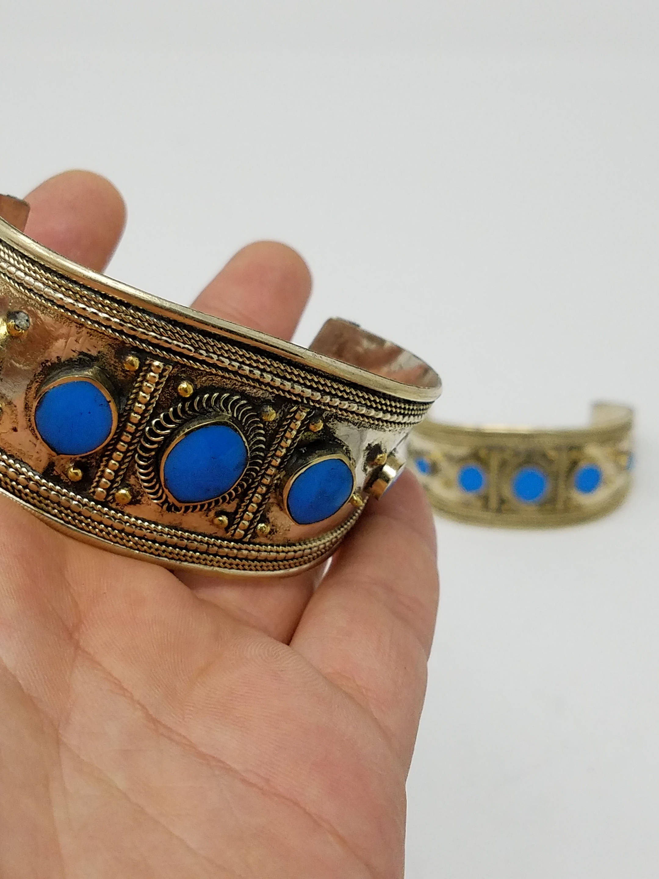 Beautiful 2 pcs Afghan kuchi Turquoise Bracelets , gypsy Ethnic jewel