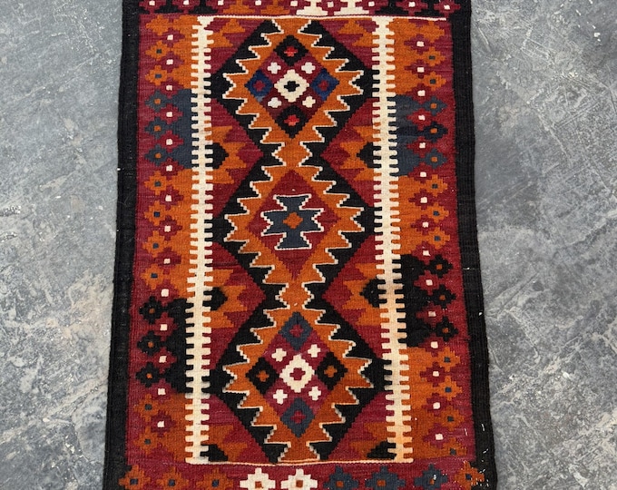 Small handmade rug kilim - Tribal wool kilim