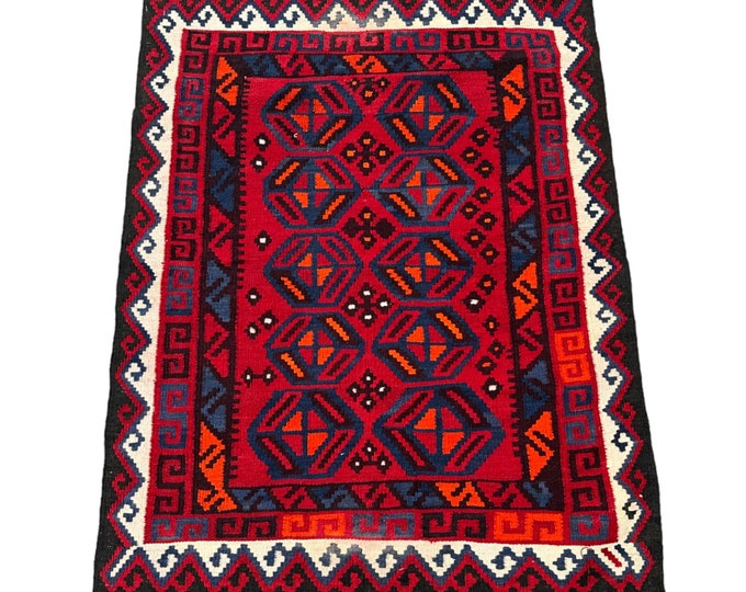 70% off Ghalmori handmade Red kilim rug | Afghan Tribal wool kilim rug