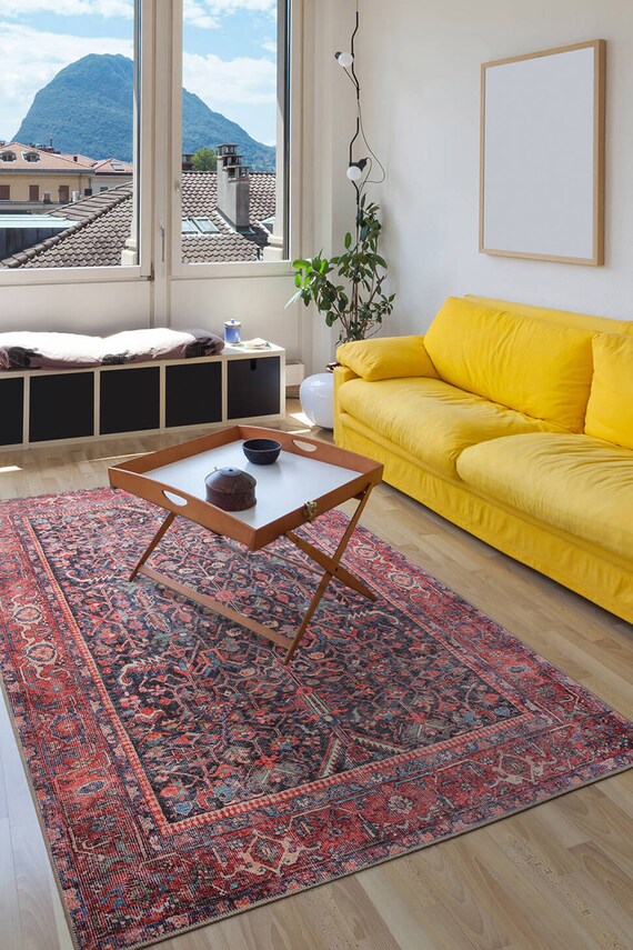 Decorative Red Carpet With a Vintage Woven Patterned Base Etsy