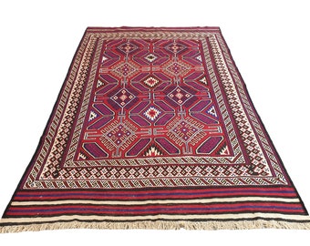 188 x 302 cm - Afghan Tribal handwoven sumak kilim rug